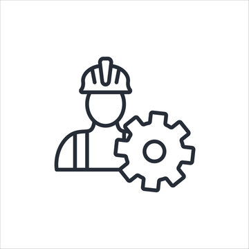 worker icon. vector.Editable stroke.linear style sign for use web design,logo.Symbol illustration.