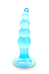 Blue anal plug from sex shop on white background