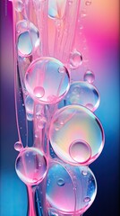 Multi-colored beautiful transparent soap bubbles