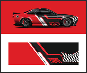 Racing car wrap design vector Graphic abstract stripe racing background kit designs for wrap vehicle