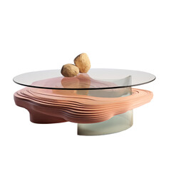 An ultra-modern, sculptural coffee table in glossy white with abstract curves.