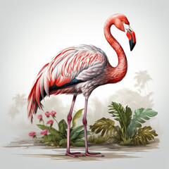 Fototapeta premium watercolor Flamingo clipart, Generative Ai