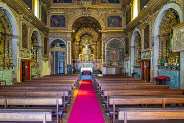 Obraz premium interior nave overlooking the altar of the church Nossa Senhora dos Anjos on Avenida Almirante Reis in Lisbon
