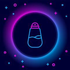Glowing neon line Salt icon isolated on black background. Cooking spices. Colorful outline concept. Vector