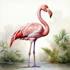 watercolor Flamingo clipart, Generative Ai