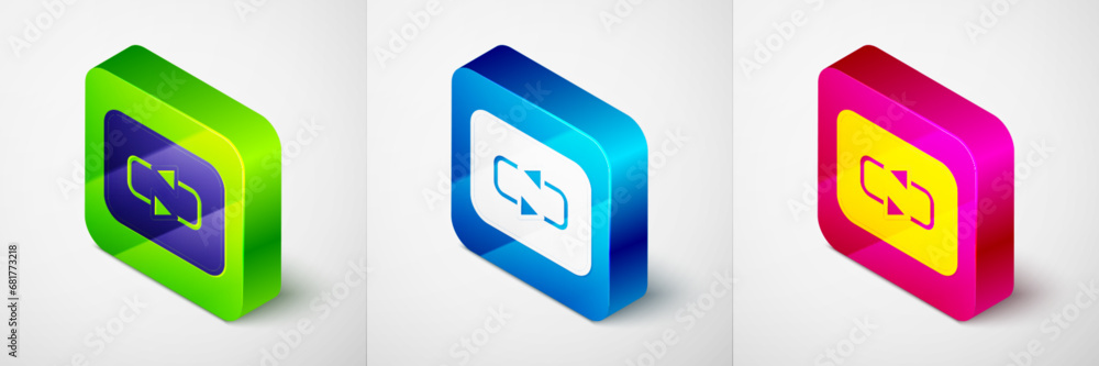 Poster isometric repeat button icon isolated on grey background. square button. vector