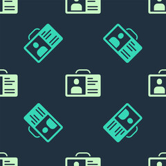 Green and beige Identification badge icon isolated seamless pattern on blue background. It can be used for presentation, identity of the company, advertising. Vector