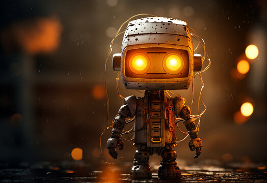 Cute Robo, Cartoon Style, Artificial Intelligence, AI, Android, Bokeh
