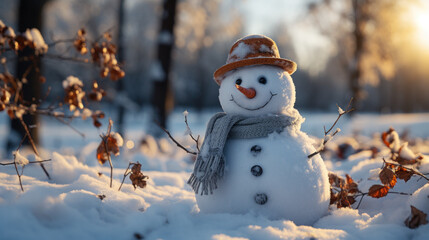 snowman in the snow. Generative AI