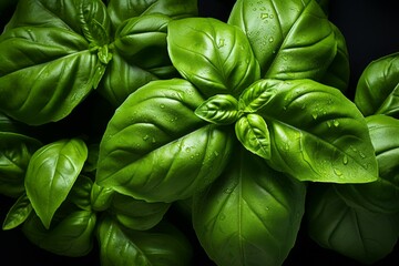 Fresh Green basil. Plant herbal fresh. Generate Ai - obrazy, fototapety, plakaty