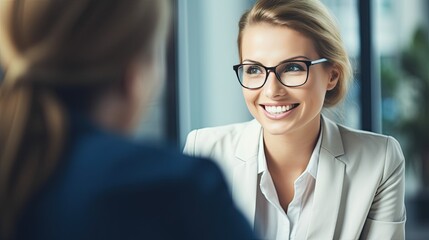 Meeting with a friend at a business lunch. Business people at a business meeting. Successful negotiations. Interview with a job applicant. Colleagues are discussing something. Illustration for design.