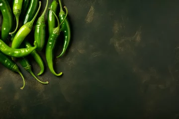 Papier Peint photo Lavable Piments forts Textured Green chili mockup. Food cooking. Generate Ai