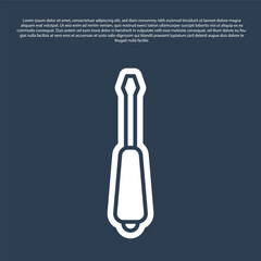 Blue line Screwdriver icon isolated on blue background. Service tool symbol. Vector