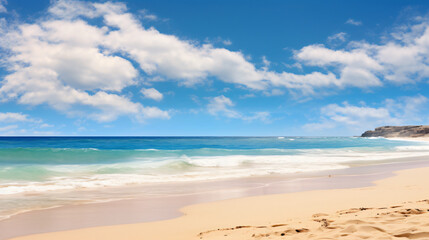 Ocean view from the beach along the sand, vacation paradise view