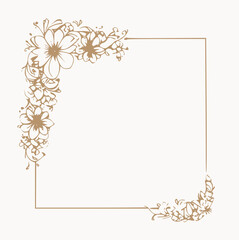 hand drawn square floral frame vector