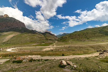 Naklejka premium Chegem gorge on a sunny summer day. Caucasus. Kabardino-Balkaria.