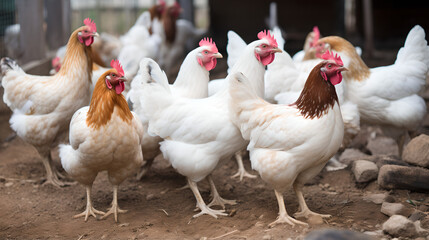 Fototapeta premium Close up of free range chicken - created with generative AI