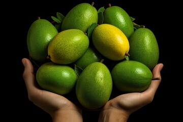 Tangy Green mangoes. Nature health raw. Generate Ai