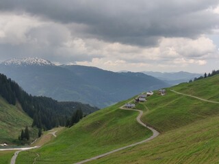 Fototapeta na wymiar mountain road in the mountains Fellhorn Oberstdorf