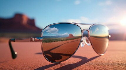 Fototapeta na wymiar sunglasses on a road