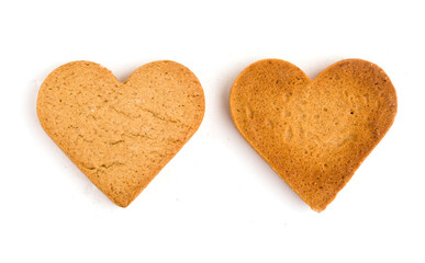 Obraz premium gingerbread cookies in the shape of a heart on a white background