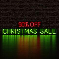 90 Percent Off Christmas Sale With Brick Background