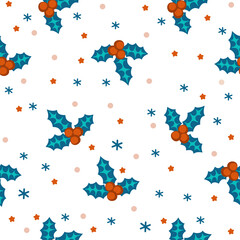 Fototapeta na wymiar Christmas elements seamless vector pattern