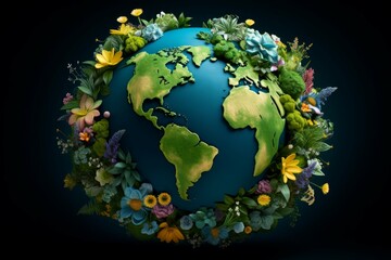 Pristine Green planet earth cover. Cover design art. Generate Ai