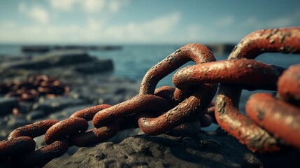 Close up photography of a ships anchor chain - Powered by Adobe