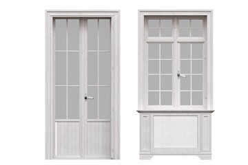 Fototapeta na wymiar windows in the interior isolated on white background, 3D illustration, cg render