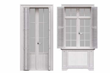 windows in the interior isolated on white background, 3D illustration, cg render