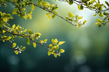 Spring green background with leaves