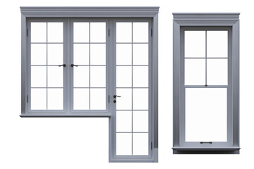 Obraz premium windows in the interior isolated on transparent background, 3D illustration, cg render