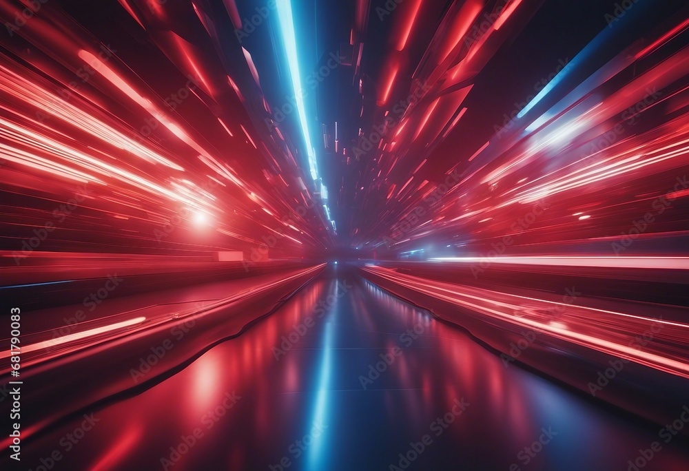 Poster futuristic speed motion with blue and red rays of light abstract background