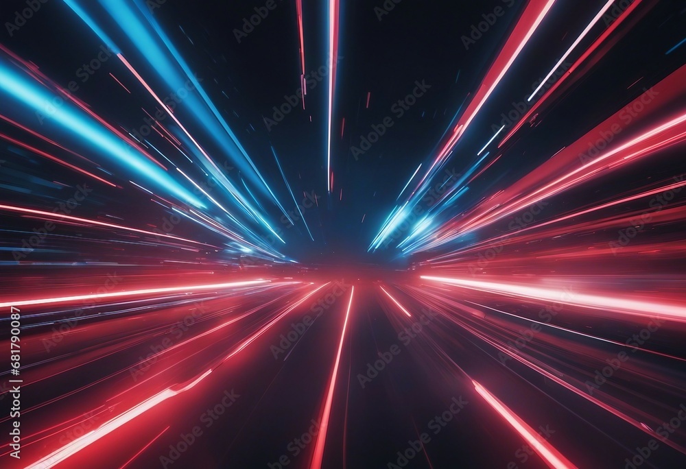 Poster futuristic speed motion with blue and red rays of light abstract background