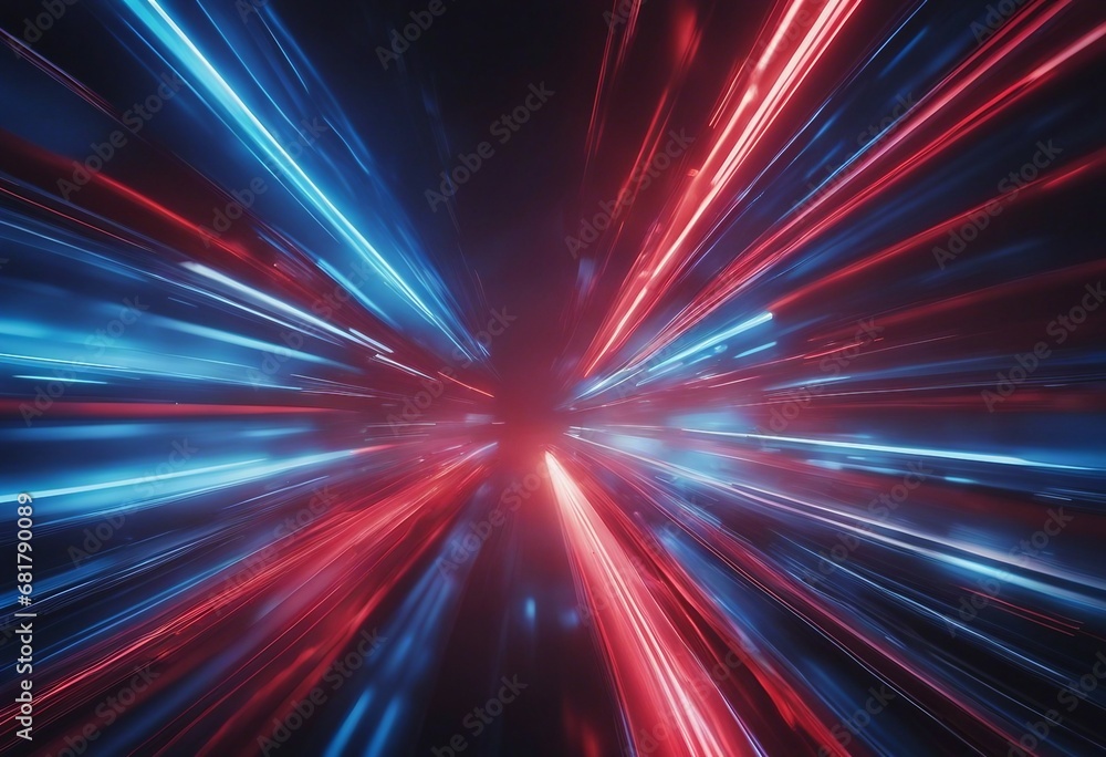 Poster futuristic speed motion with blue and red rays of light abstract background