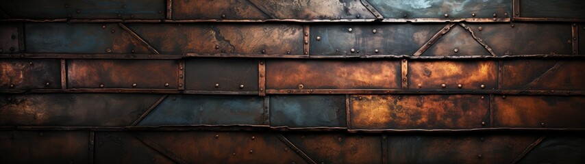Rusted Metal Wall with Rivets - Steampunk and Desolate Atmosphere