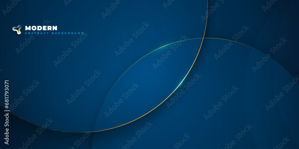 Wall mural background abstract design with blue and gold color circle shapes fluid gradient background shapes c
