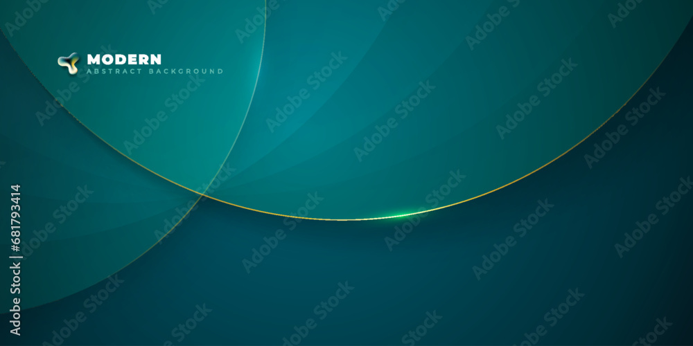 Wall mural background abstract design with blue teal and gold color circle shapes fluid gradient background sha