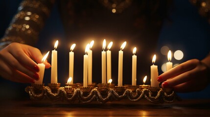 a person lighting candles on a cake - obrazy, fototapety, plakaty