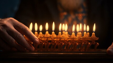 a hand lighting a candle - obrazy, fototapety, plakaty