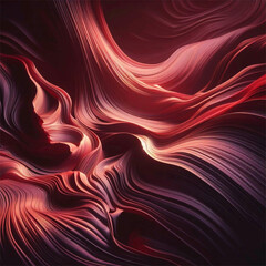 Eleganza in Rosso Reale: Texture di Seta Curva con Effetto Luminoso in 4K