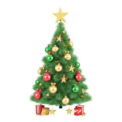 Obraz na płótnie Canvas Christmas decorated tree. Festive Christmas colorful tree on white background