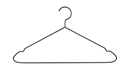 Thin black hanger isolated on transparent and white background. Hanger concept. 3D render