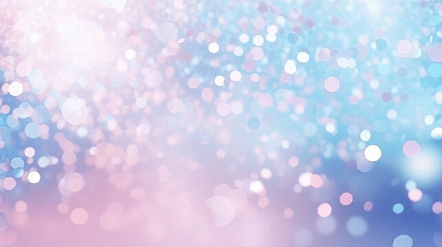 Abstract blur bokeh banner background. Light blue, purple and pale pink bokeh background