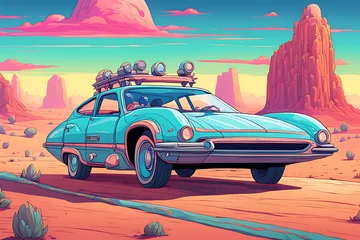  old painting of a car in the desert © Wilson