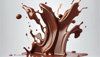 Foto op Canvas Chocolate splash isolated background Include clipping path 3d illustration liquid fresh milk dripped drink white paint healthy motion cream nutrient curve twisted movement shake abstract tasty © akkash jpg