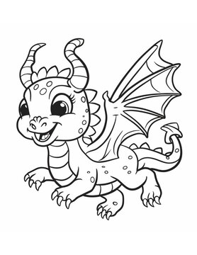 graphic coloring book for children  little dragon