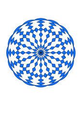 Obraz premium rosette mit 16 strahlen aus bluem rautenmuster, modernes abstraktes design, 3D,