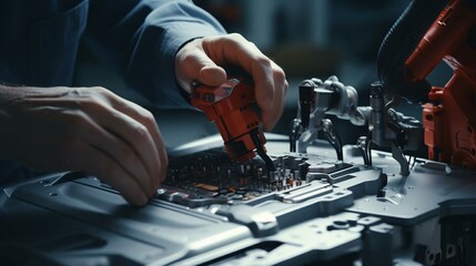 a person working on a machine